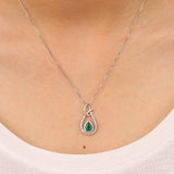 Hallie 14K White Gold Pear-Cut Natural Zambian Emerald Pendant