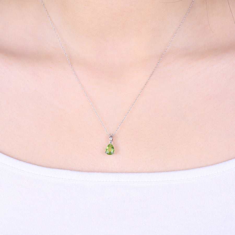 Emmie 10K White Gold Pear-cut Manchurian Peridot Pendant