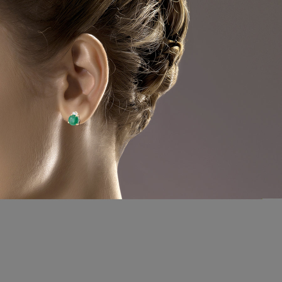 Mila 10K Yellow Gold Round-Cut Natural Zambian Emerald Earrings