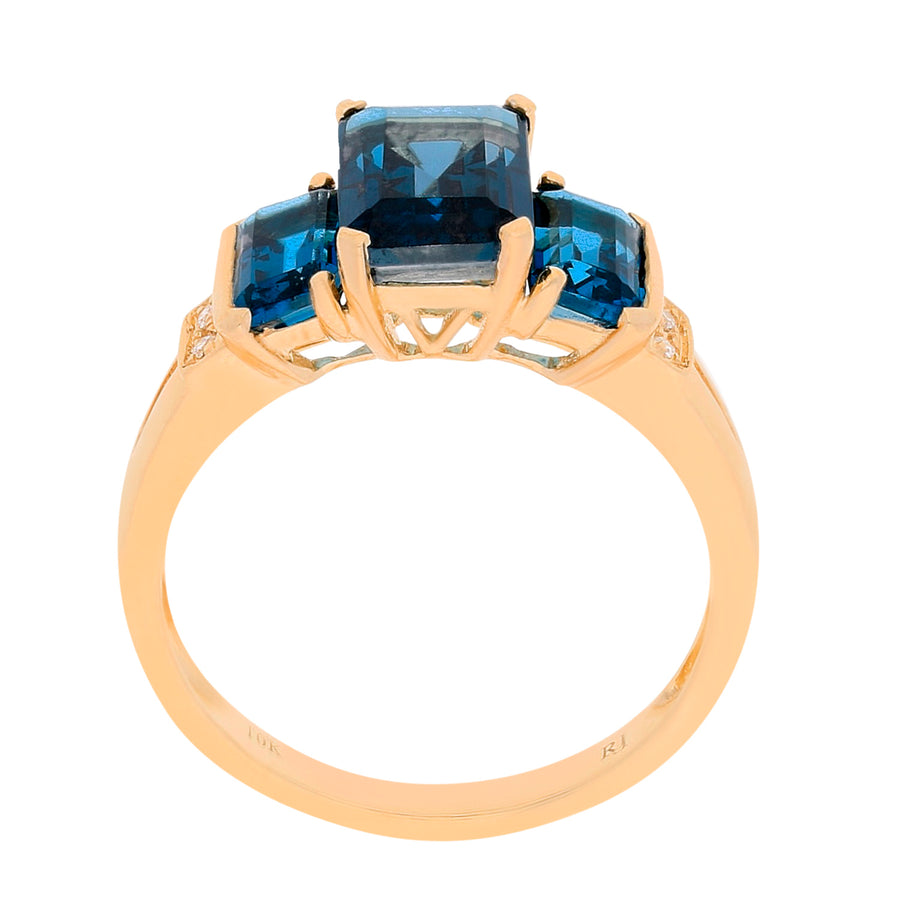 Kaylin 10K Yellow Gold Emerald-Cut Brazilian London Blue Topaz Ring