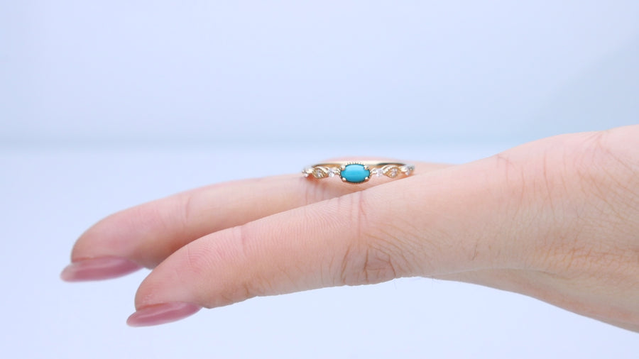 Hailey 10K Yellow Gold Round-Cut Arizona Turquoise Ring