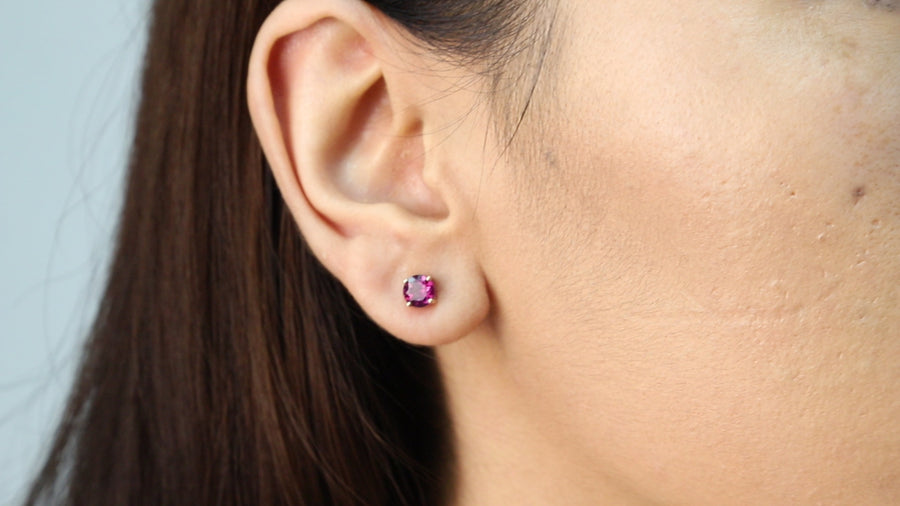 Camila 10K Yellow Gold Round-Cut Garnet Earring