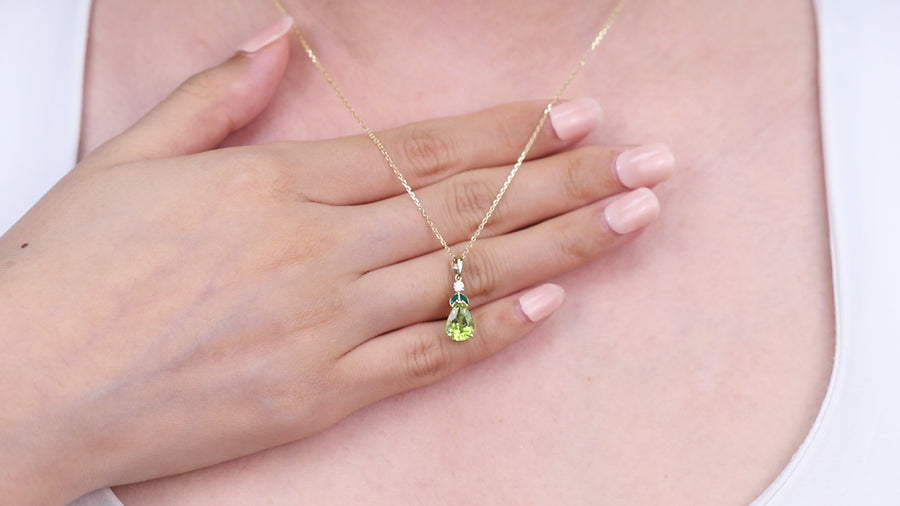 Kalani 10K Yellow Gold Pear-Cut Manchurian Peridot Pendant