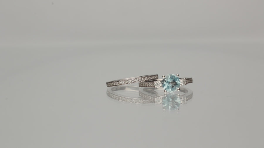 Emmy 14K White Gold Round-Cut Brazilian Aquamarine Ring