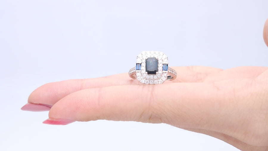 Adeline 14K White Gold Baguette-Cut Ceylon Blue Sapphire Ring