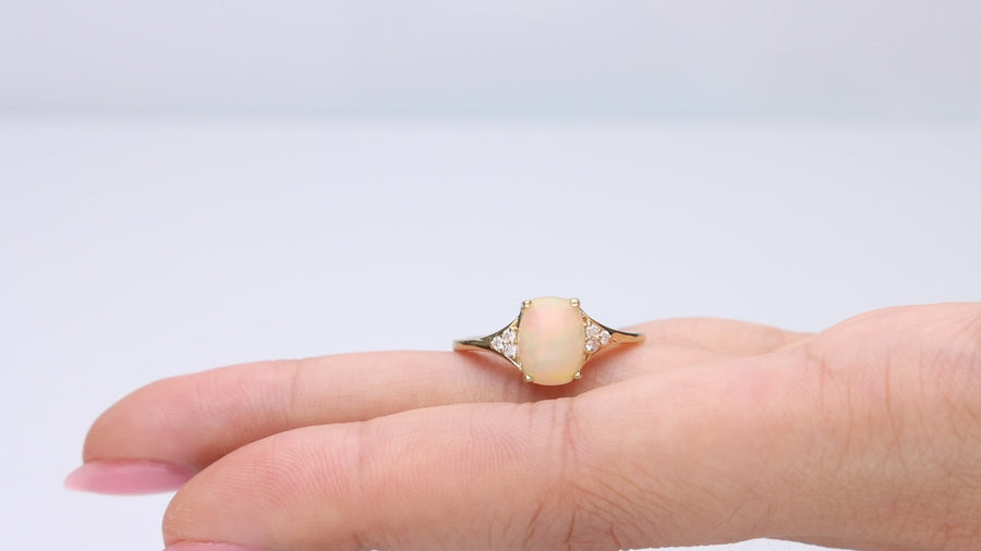 Aubree 10K Yellow Gold Cushion-Cut Opal Ring