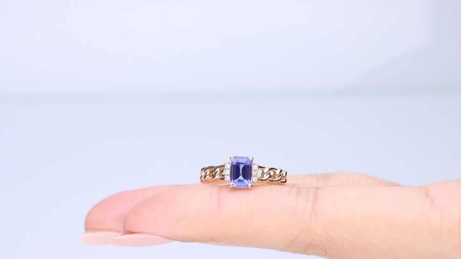 Abby 14K Yellow Gold Emerald-Cut Tanzanite Ring