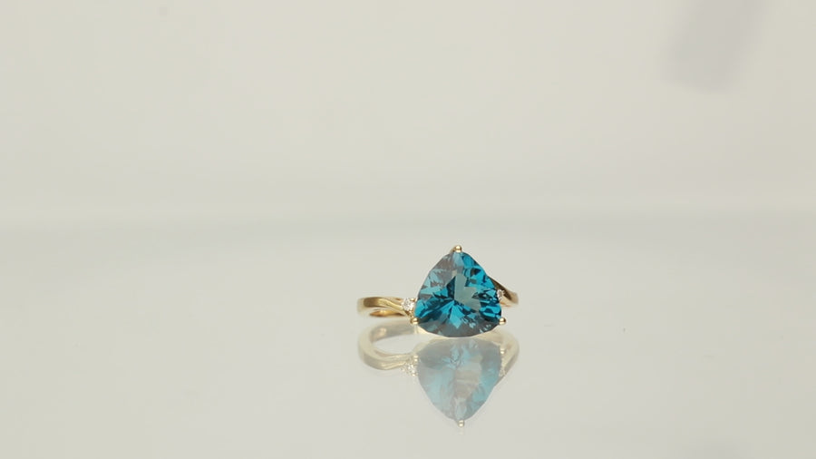 Kehlani 14K Yellow Gold Trillion-Cut Brazilian London Blue Topaz Ring