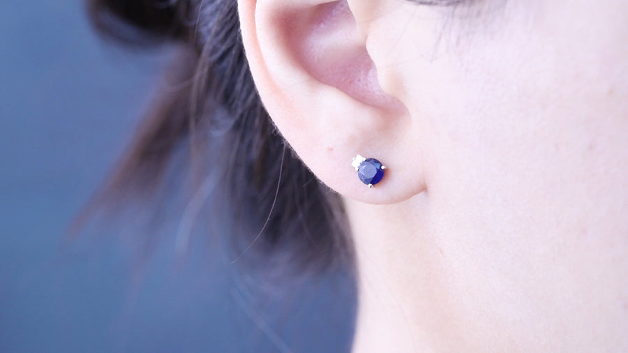 Viviana 10K White Gold Round-Cut Ceylon Blue Sapphire Earring