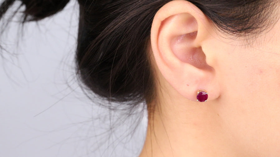 Charlee 10K Yellow Gold Round-Cut Mozambique Ruby Earring