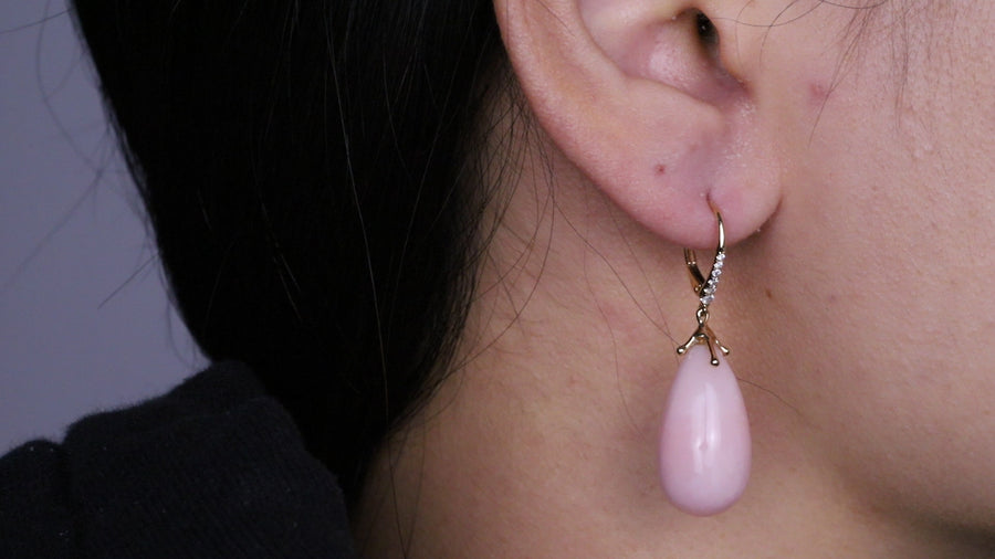 Billie 14K Yellow Gold Pear-Cut Pink Opal Earrings