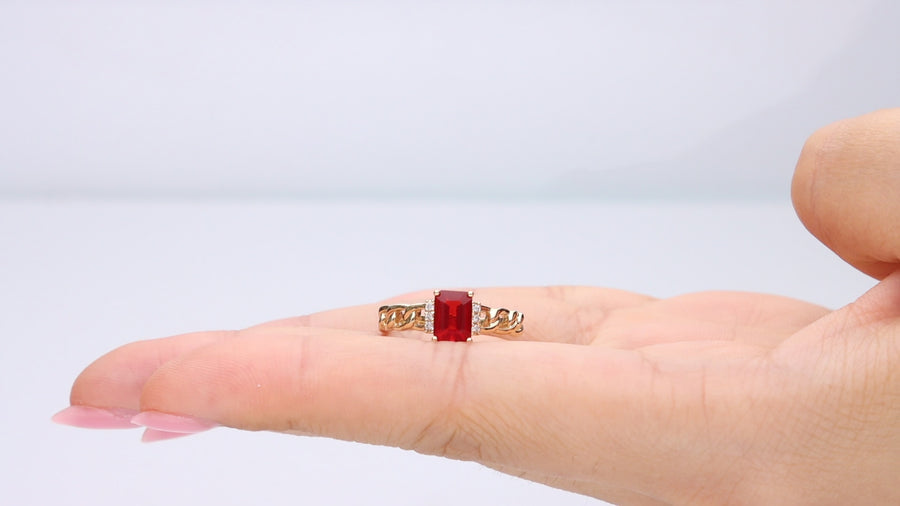 Abby 14K Yellow Gold Emerald-Cut Mexican Fire Opal Ring