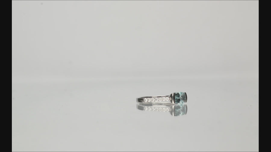 Malia 10K White Gold Cushion-Cut Brazilian Aquamarine Ring