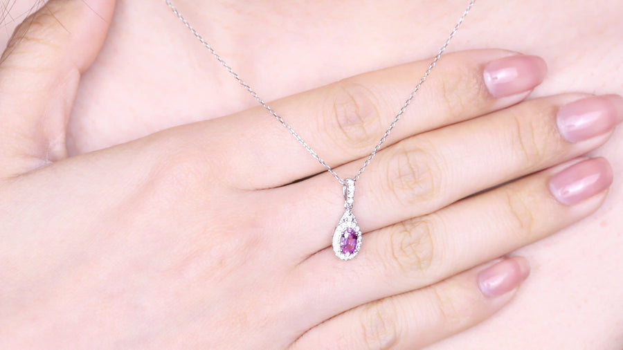 Hannah 14K White Gold Oval-Cut Pink Sapphire Pendant