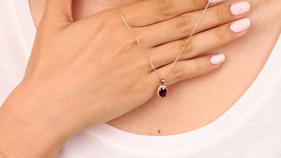 Luna 10K Rose Gold Oval-Cut Garnet Pendant