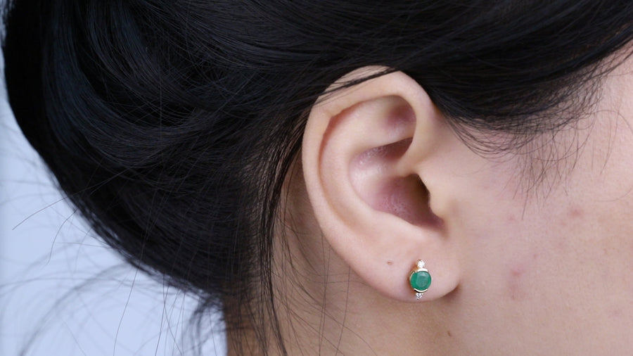 Tori  14K Yellow Gold Round-Cut Emerald Earrings