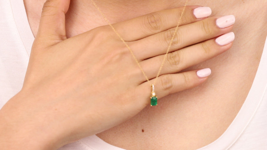 Anahi 10K Yellow Gold Emerald-Cut Natural Zambian Emerald Pendant