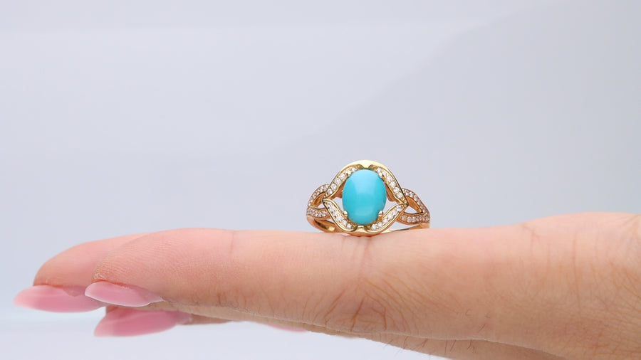 Violet 14K Yellow Gold Round-Cut Arizona Turquoise Ring