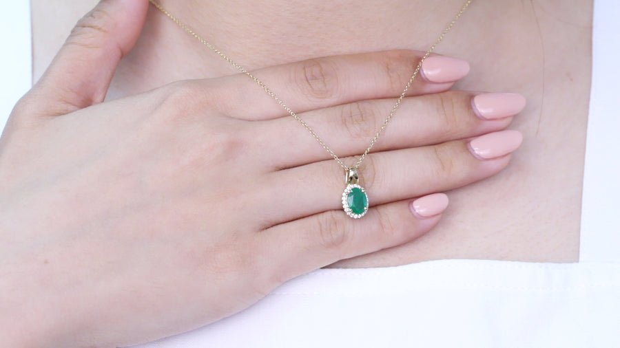 Genesis 14K Yellow Gold Oval-Cut Natural Zambian Emerald Pendant