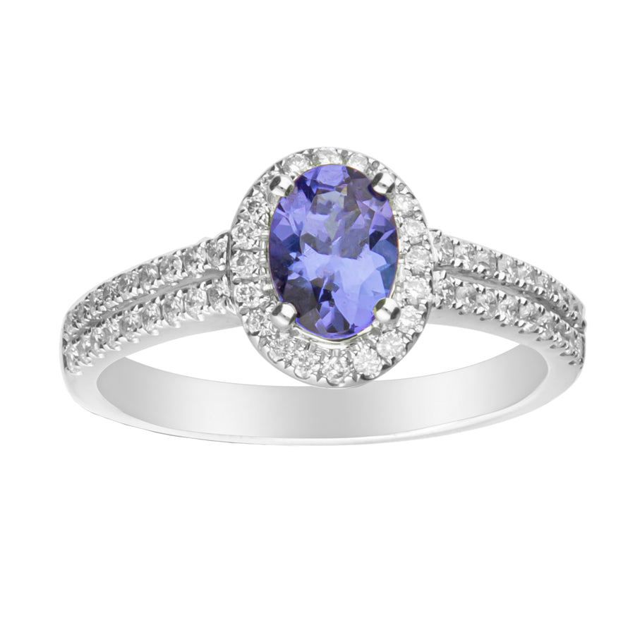 Emilia 14K White Gold Oval-Cut Tanzanian Tanzanite Ring