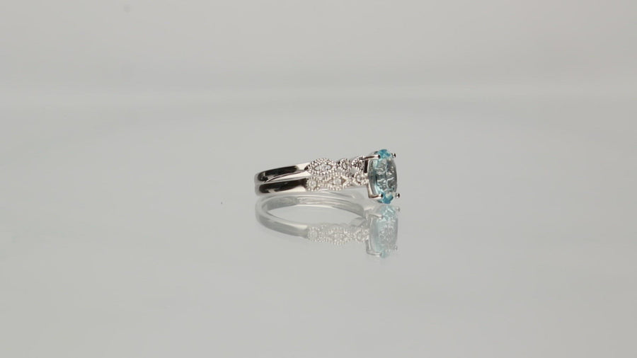 Gracie 14K White Gold Oval-Cut Brazilian Aquamarine Ring