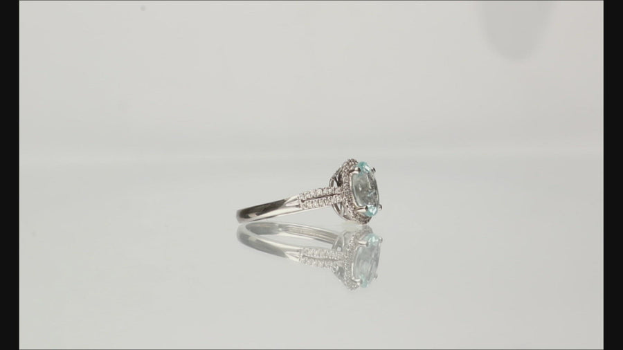 Alina 10K White Gold Oval-Cut Brazilian Aquamarine Ring