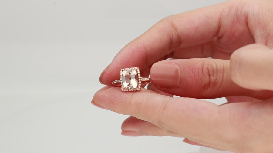 Janiyah 10K Rose Gold Cushion-Cut Madagascar Morganite Ring