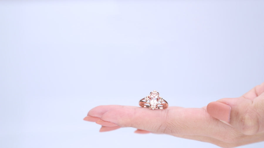 Lyra 10K Rose Gold Oval-cut Madagascar Morganite Ring