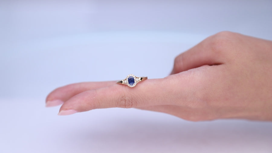 Kaydence 10K Yellow Gold Oval-Cut Ceylon Blue Sapphire Ring