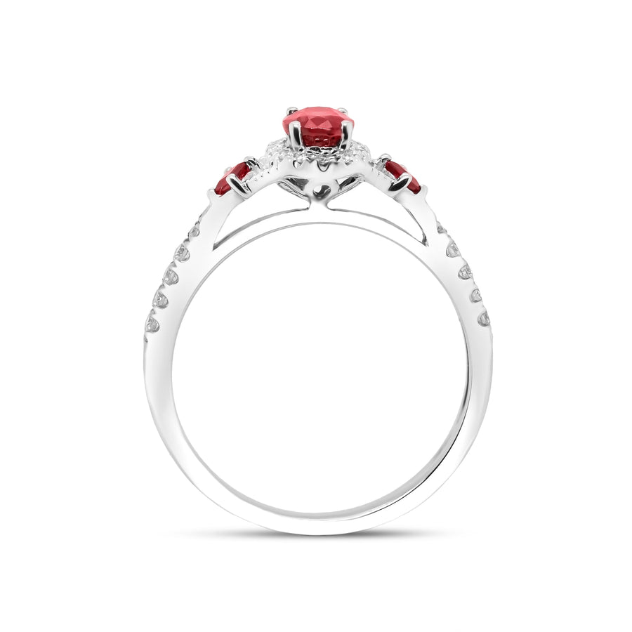 Adalynn 10K White Gold Oval-Cut Mozambique Ruby Ring