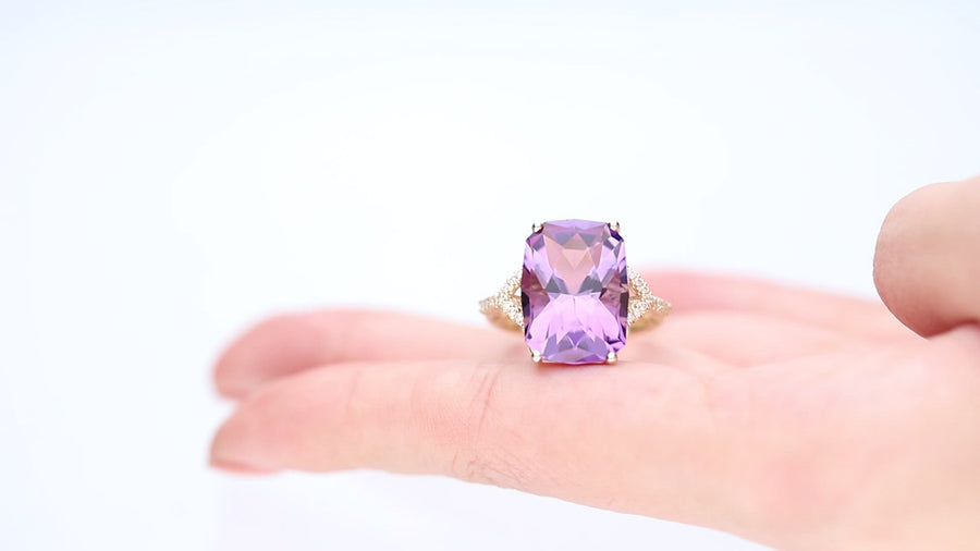 Kylie 14K Yellow Gold Cushion-cut Brazilian Amethyst Ring