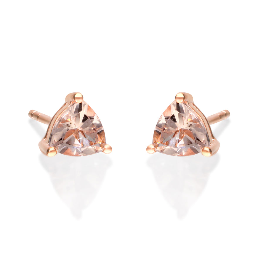 Dallas 14K Rose Gold Trillion -Cut Madagascar Morganite Earring