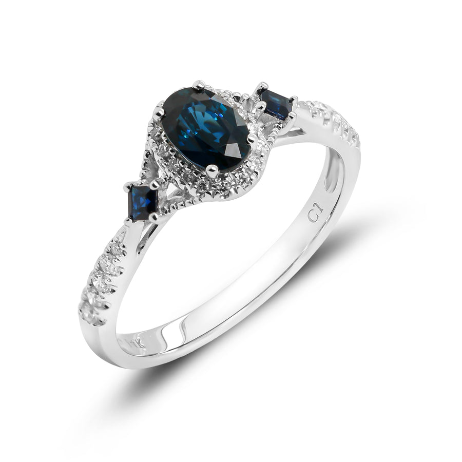 Kate 10K White Gold Oval-Cut Ceylon Blue Sapphire Ring