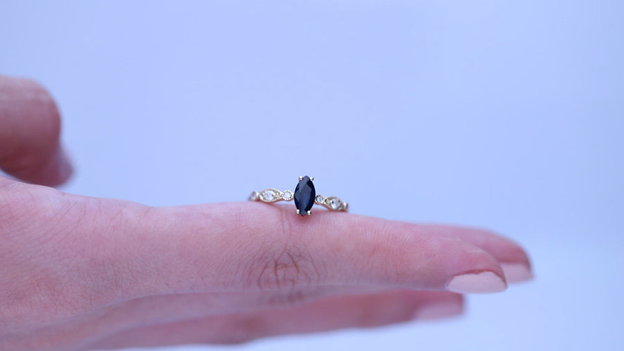 Ainhoa 10K Yellow Gold Marquise-Cut Ceylon Blue Sapphire Ring