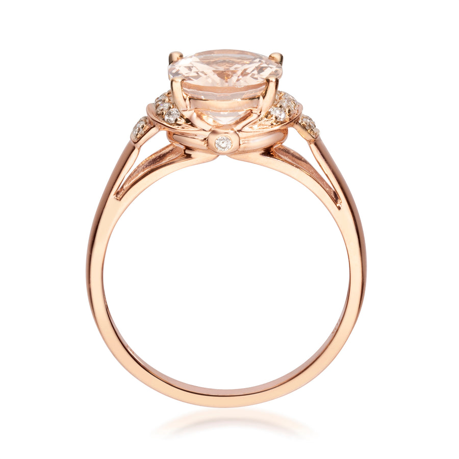 Nancy 10K Rose Gold Oval-Cut Madagascar Morganite Ring