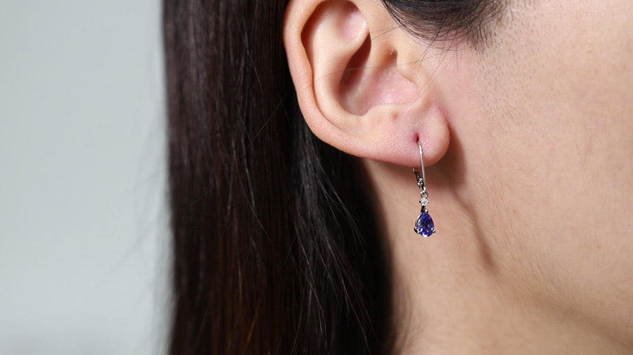 Sage 14K White Gold Pear-Cut Tanzanian Tanzanite Earring