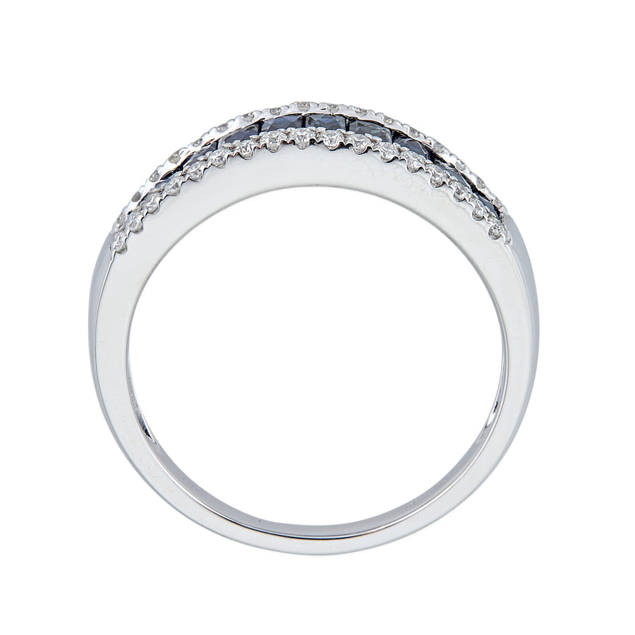 Lucy 10K White Gold Baguette-Cut Ceylon Blue Sapphire Ring