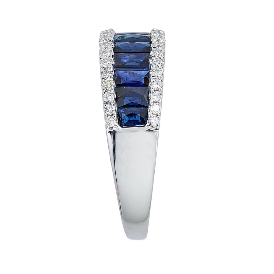 Lucy 10K White Gold Baguette-Cut Ceylon Blue Sapphire Ring