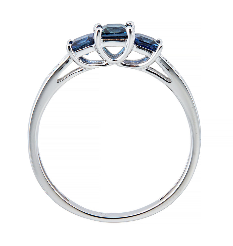 Nivea 10K White Gold square-Cut Ceylon Blue Sapphire Ring