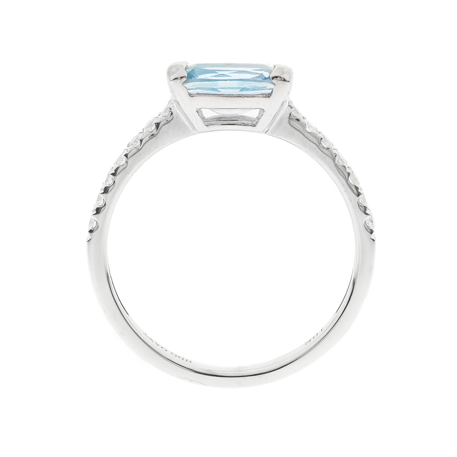 Malia 10K White Gold Cushion-Cut Brazilian Aquamarine Ring