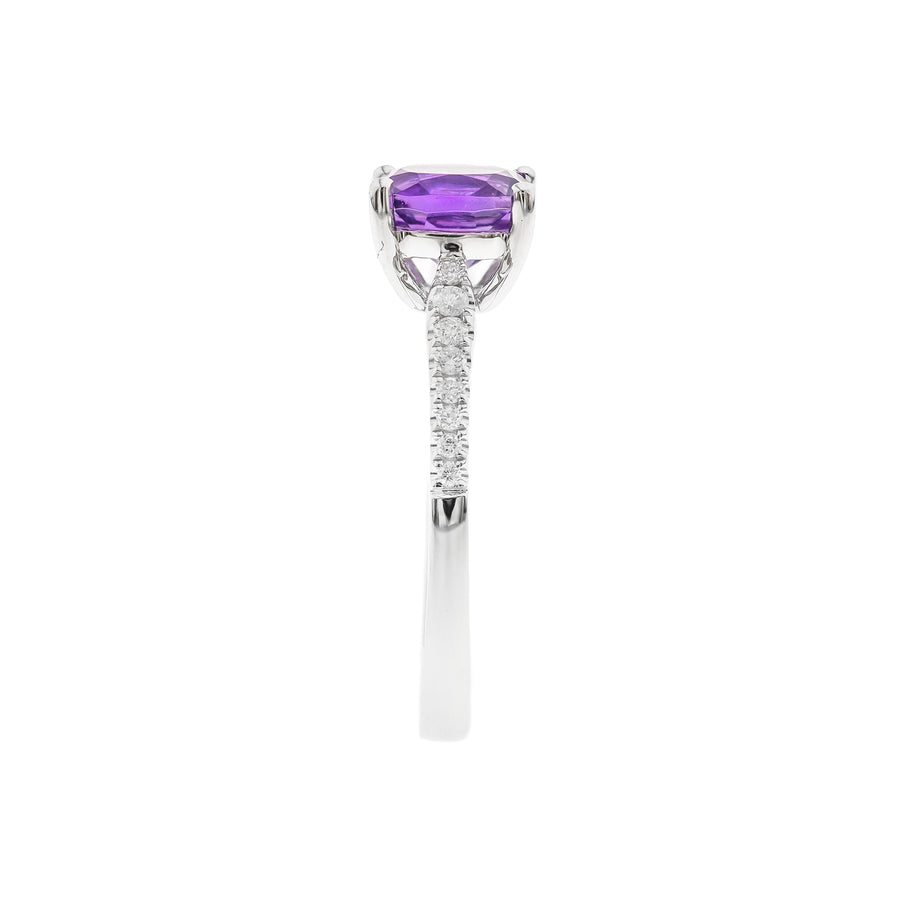 Lila 10K White Gold Cushion-Cut Brazilian Amethyst Ring