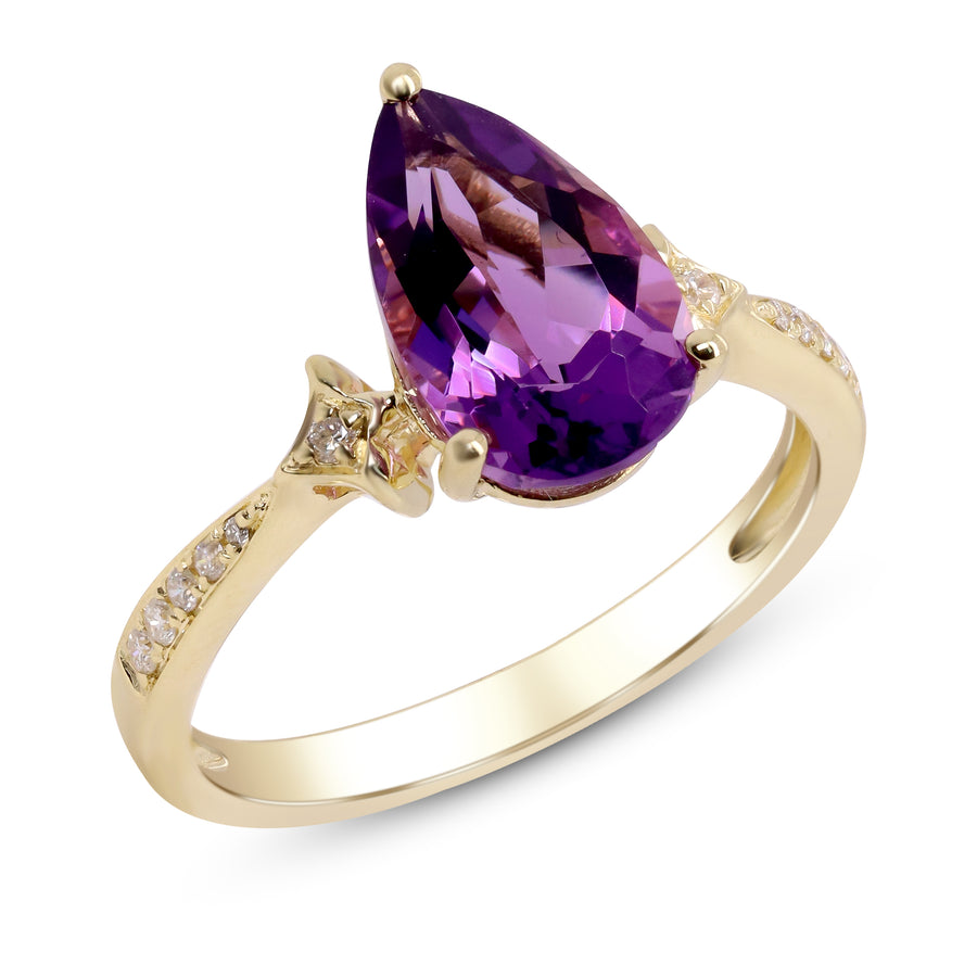 Emilia 14K Yellow Gold Pear-cut Brazilian Amethyst Ring