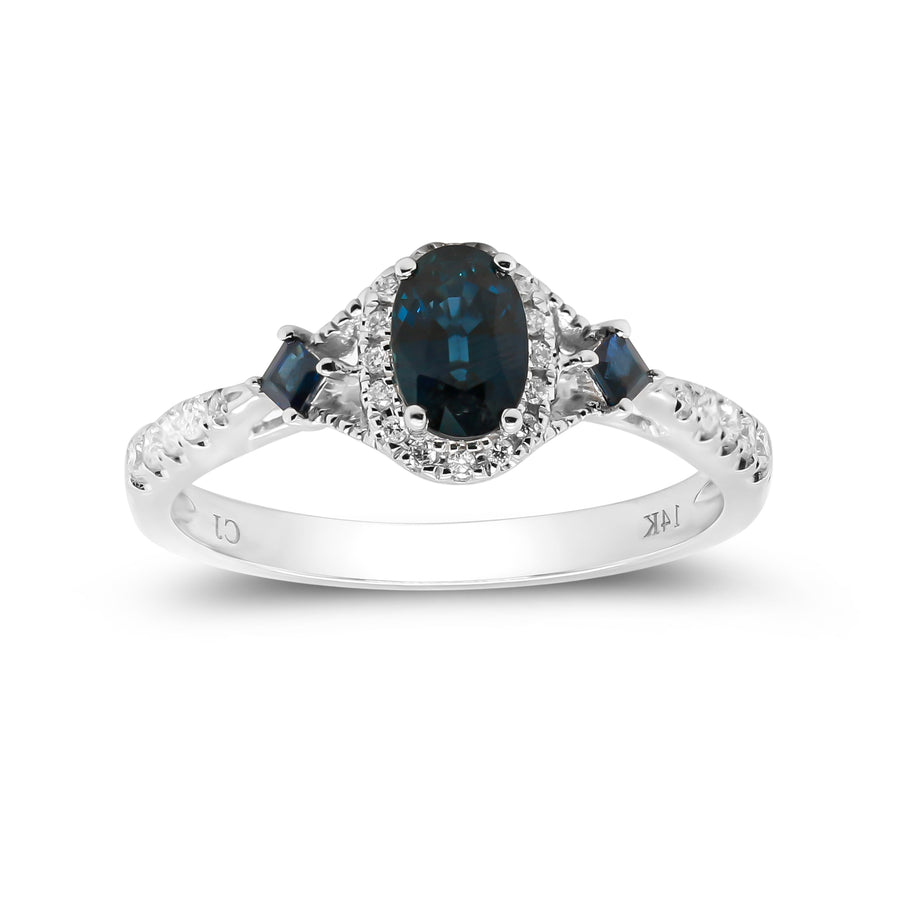 Kate 10K White Gold Oval-Cut Ceylon Blue Sapphire Ring