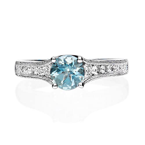 Frankie 14K White Gold Round-Cut Brazilian Aquamarine Ring