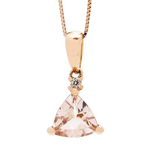 Navy 10K Rose Gold Trillion-Cut Madagascar Morganite Pendant