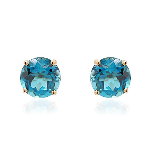 Alisson 14K Yellow Gold Round-Cut Brazilian London Blue Topaz Earring