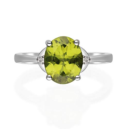 Mara 10K White Gold Oval-Cut Manchurian Peridot Ring