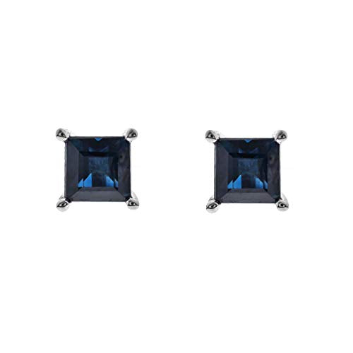 Hallie 14K White Gold Square-Cut Ceylon Blue Sapphire Earring