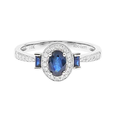 Astrid 10K White Gold Oval-Cut Ceylon Blue Sapphire Ring