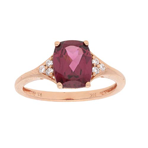 Laylah 10K Rose Gold Cushion-Cut Madagascar Rhodolite Ring